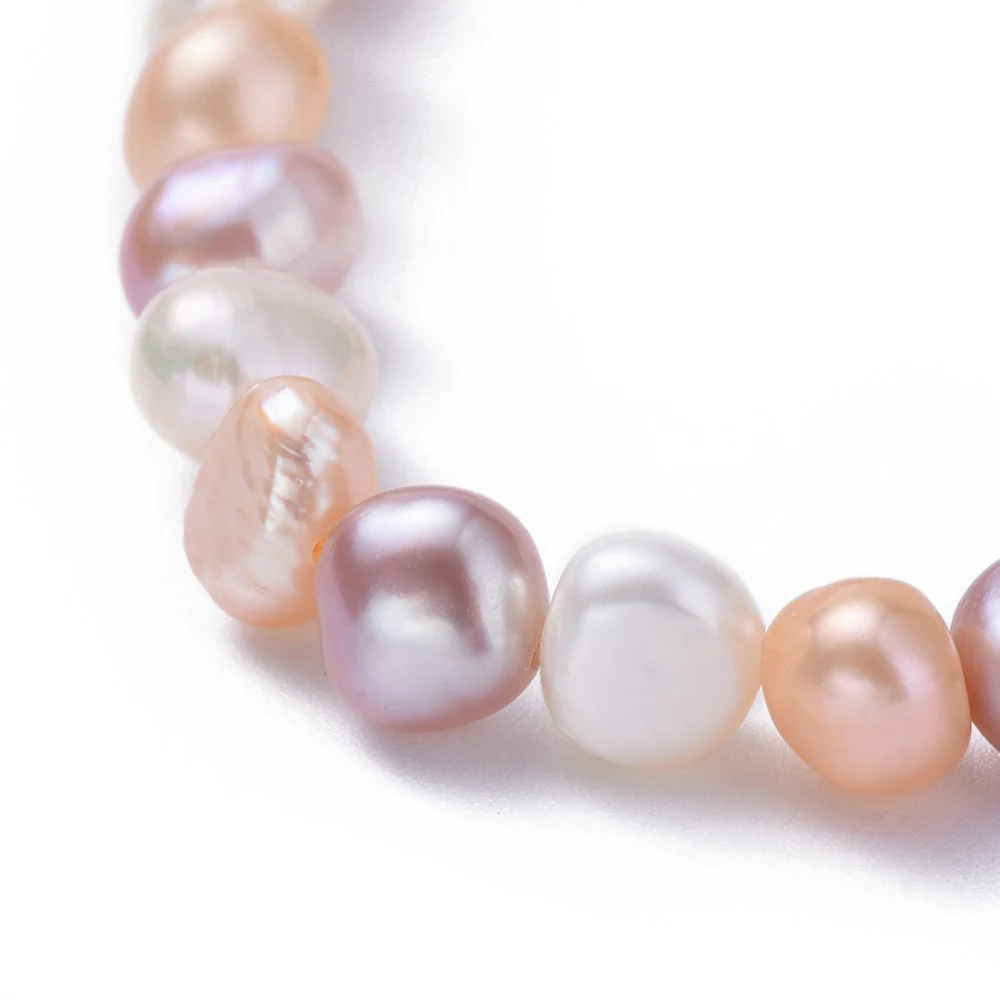 Beaded Natural Pearl Stretch Bracelet - Image 3