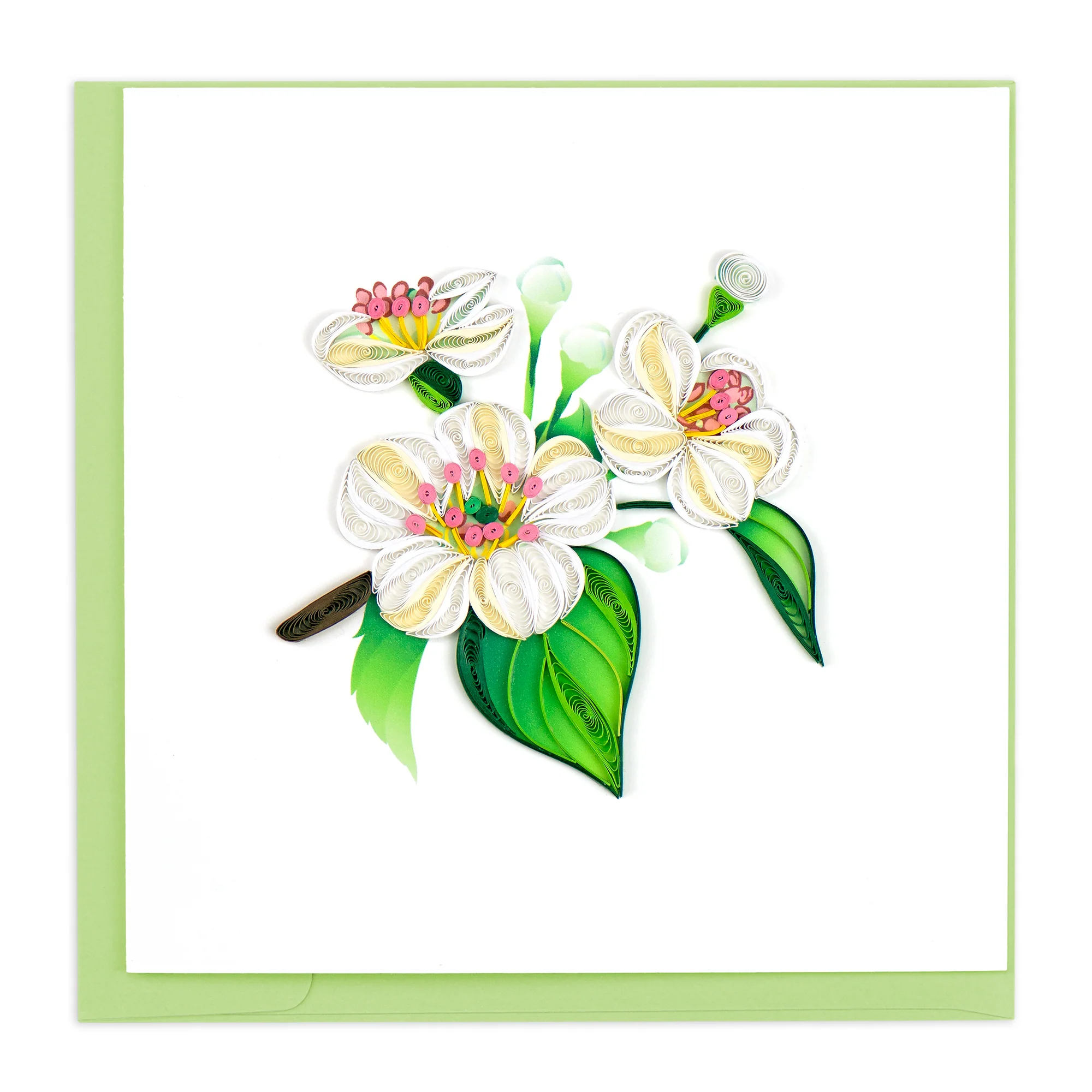 BL1095 Quilling Card – White Hawthorn Blossom