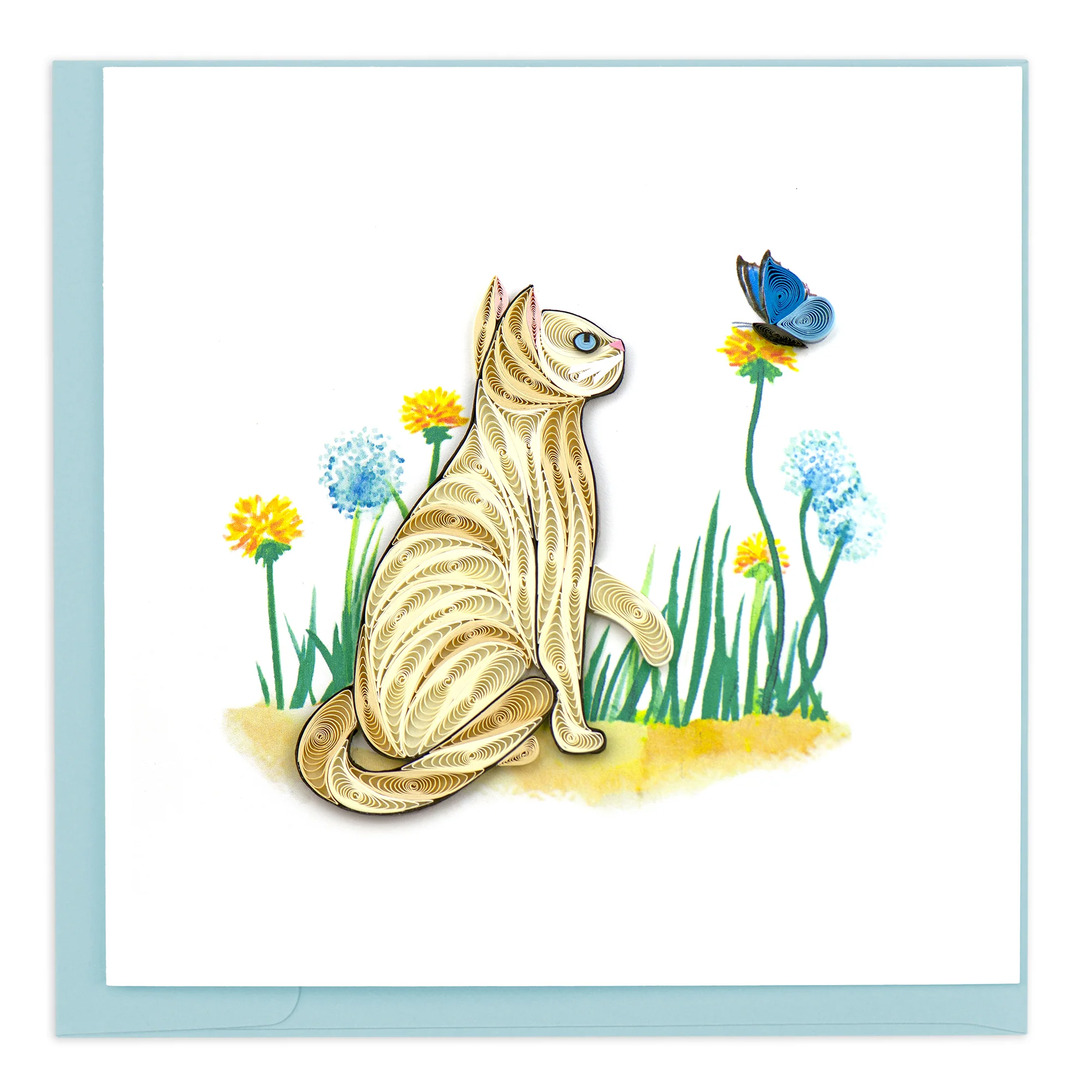 BL1204 Quilling Card – White Cat & Butterfly