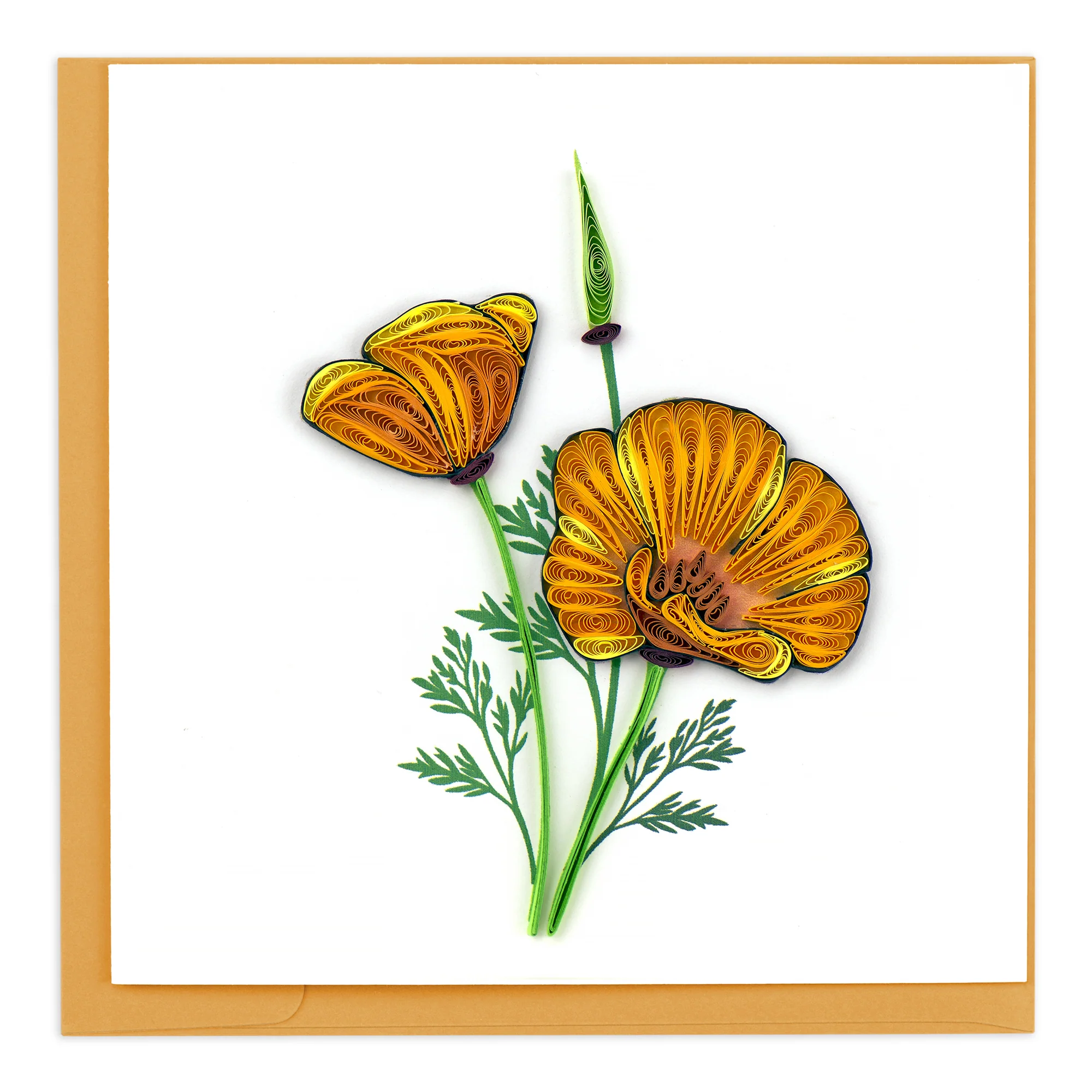 BL918 Quilling Card – Yellow Poppies