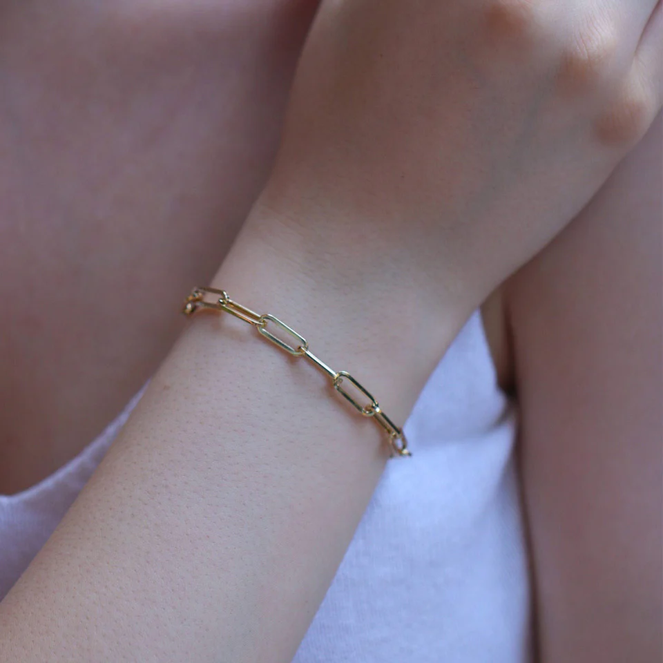 DG-20082013 Gold Stainless Steel Paper Clip Bracelet - Image 8