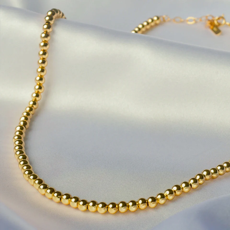 DG-20082604 Gold Stainless Steel Beaded Necklace - Image 4